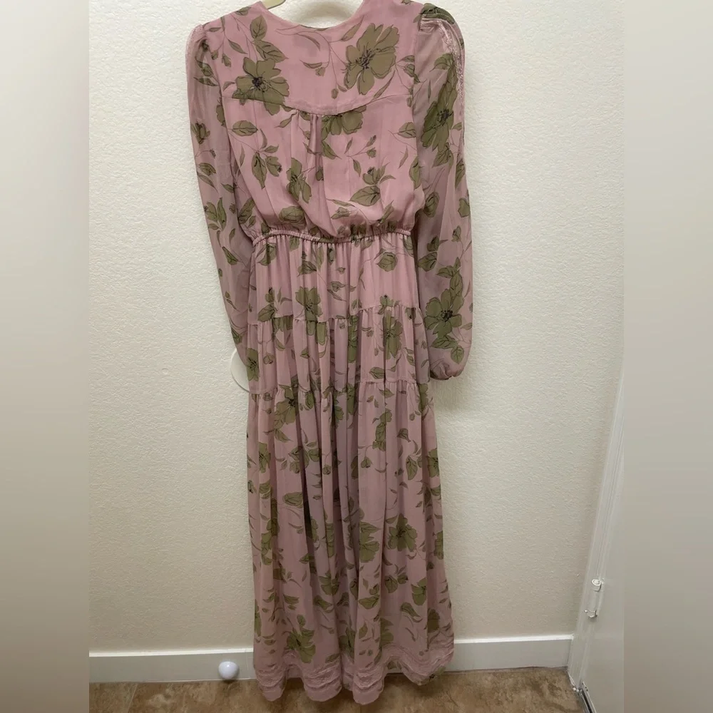 Lulu's Blush and Olive Long Sleeve Maxi Dress - Picture 2 of 3